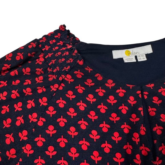 BODEN Eliza Floral Midi Dress Sz.6 Black Red Stretch Whimsigoth Boho Career - Picture 5 of 13